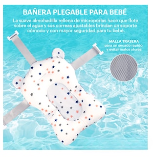Foto 6 | Foto 6 | Bañera Tina Baño Bebe Plegable Portátil Con Cojín Termometro