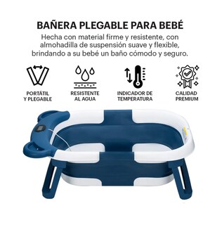 Foto 2 | Foto 2 | Bañera Tina Bebe Con Cojín 2pz Belug Azul Marino Blanco