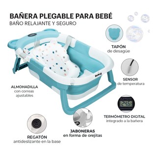 Foto 3 | Foto 3 | Bañera Tina Bebe Con Cojín 2pz Belug Azul Claro Blanco