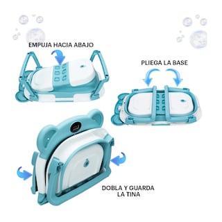 Foto 4 | Foto 4 | Bañera Tina Bebe Con Cojín 2pz Belug Azul Claro Blanco