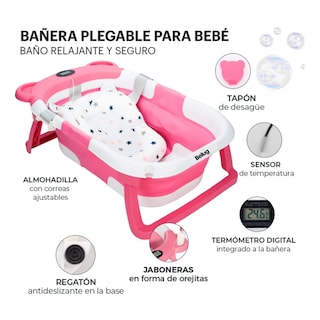 Foto 3 | Foto 3 | Bañera Tina Bebe Con Cojín 2pz Belug Rosa Blanco