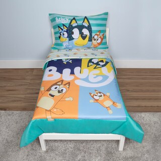 Foto 1 | Foto 1 | Juego De Ropa De Cama Para Niños Pequeños Bluey, Sábana De 4 Piezas, Azul - Venta Internacional.