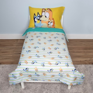Foto 2 | Foto 2 | Juego De Ropa De Cama Para Niños Pequeños Bluey, Sábana De 4 Piezas, Azul - Venta Internacional.