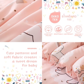 Foto 2 | Foto 2 | Juego De Ropa De Cama Para Niños Pequeños Jsd Pink Unicorn De 4 Piezas, Cama En Bolsa - Venta Internacional.