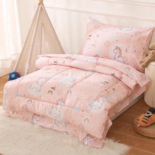 Foto 6 | Foto 6 | Juego De Ropa De Cama Para Niños Pequeños Jsd Pink Unicorn De 4 Piezas, Cama En Bolsa - Venta Internacional.