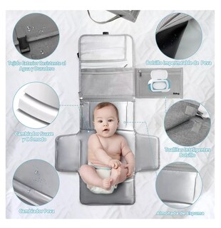 Foto 2 | Foto 2 | Cambiador De Bebé Impermeable Belug Portátil Artículos Para Bebes, Gris