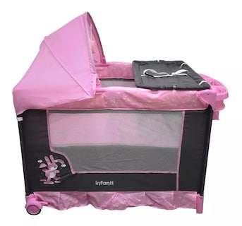 Foto 2 | Foto 2 | Cuna Corral Infanti Silver Pink con Organizador Desmontable y Plegado Compacto