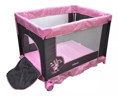 Foto 3 | Foto 3 | Cuna Corral Infanti Silver Pink con Organizador Desmontable y Plegado Compacto