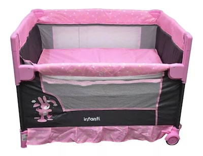 Foto 5 | Foto 5 | Cuna Corral Infanti Silver Pink con Organizador Desmontable y Plegado Compacto