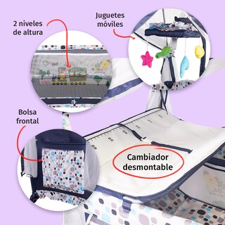 Foto 4 | Foto 4 | Starkids Cuna Corral Draco Con Toldo Azul Marino