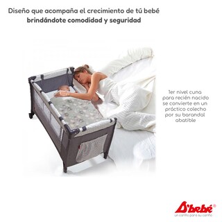 Foto 7 | Foto 7 | Cuna Corral Colecho D'bebé Love & Care Gris con Verde Menta