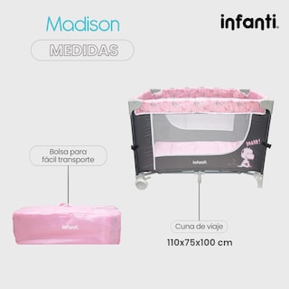 Foto 7 | Foto 7 | Infanti Cuna De Viaje Madison Plegable Convertible A Colecho Rosa