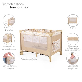 Foto 2 | Foto 2 | Cuna Corral Plegable Con Cambiador Y Dos Niveles D´bebe - Beige