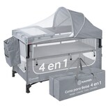 Cuna para Bebé 4 en 1 Esquimal Gris Colecho Moisés Cama de Viaje Corral