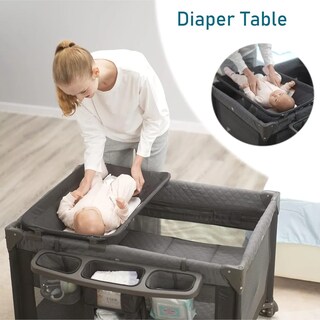 Foto 4 | Foto 4 | Cuna Corral Para Bebé Pamo Babe Con Moisés 4 En 1 Juguetero Gris