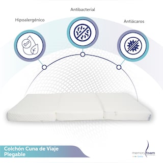Foto 2 | Foto 2 | Colchón Memory Foam Cuna De Viaje Plegable Blanco