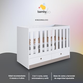 Foto 3 | Foto 3 | Cuna 3 En 1 Con Cajones Blanca Moderna Nordica Kingshouse