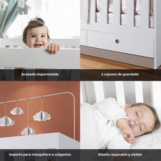 Foto 6 | Foto 6 | Cuna 3 En 1 Con Cajones Blanca Moderna Nordica Kingshouse