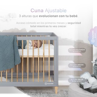 Foto 3 | Foto 3 | Cuna De Madera Esquimal  Convertible 3 En 1 Ajustable Con Barandal Intercambiable Madera - Gris