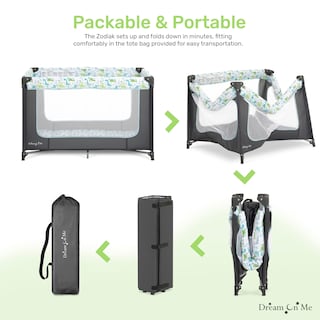 Foto 6 | Foto 6 | Playard Portátil Dream On Me Zodiak Gris/verde Con Tapete Acolchado - Venta Internacional.