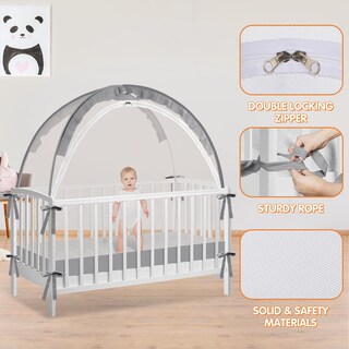 Foto 4 | Foto 4 | Funda De Red De Seguridad Genérica Para Cuna Crib Tent, Gris, Grande - Venta Internacional.