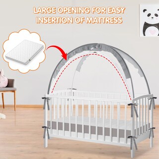 Foto 5 | Foto 5 | Funda De Red De Seguridad Genérica Para Cuna Crib Tent, Gris, Grande - Venta Internacional.