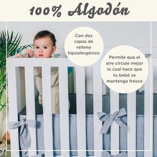 Foto 3 | Foto 3 | Bumper Nap para Cuna 70x130cm - Blanco Gris