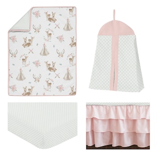 Foto 2 | Foto 2 | Juego De Ropa De Cama Para Cuna Sweet Jojo Designs Blush Pink Woodland, 4 Piezas - Venta Internacional.