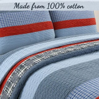 Foto 2 | Foto 2 | Set De Edredón Cozy Line Home Fashions Azul Marino Y Rojo A Rayas Para Niño - Venta Internacional.