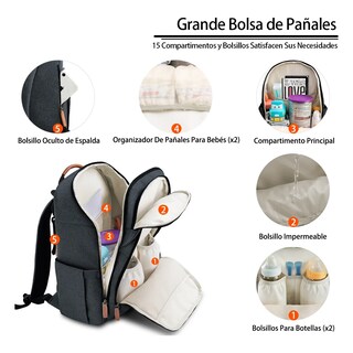 Foto 5 | Foto 5 | Mochila Impermeable Para Pañales De Bebé Lab.g Negro