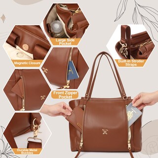 Foto 3 | Foto 3 | Bolsa De Pañales De Piel Para Pañales, Mochila Miss Fong Brown - Venta Internacional.