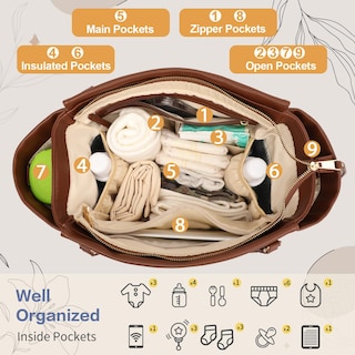 Foto 4 | Foto 4 | Bolsa De Pañales De Piel Para Pañales, Mochila Miss Fong Brown - Venta Internacional.