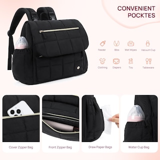 Foto 4 | Foto 4 | Mochila Para Pañales Telena Puffer Con Bolsillos Aislantes, Color Negro - Venta Internacional.