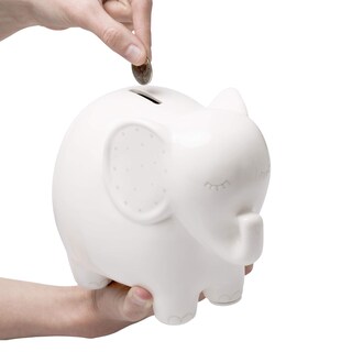 Foto 4 | Foto 4 | Banco De Elefante De Cerámica Con Forma De Pera, Neutral En Cuanto Al Género, Color Bebé, Blanco - Venta Internacional.