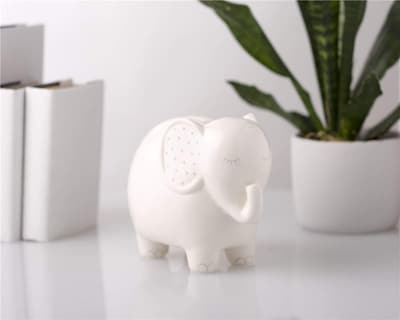 Foto 5 | Foto 5 | Banco De Elefante De Cerámica Con Forma De Pera, Neutral En Cuanto Al Género, Color Bebé, Blanco - Venta Internacional.