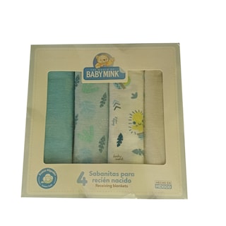 Foto 1 | Foto 1 | Sábana Recién Nacido Baby Mink Manta 4pz Azul Gris