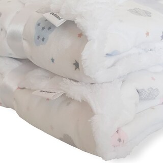 Foto 3 | Foto 3 | Manta Suave Para Bebé De Doble Capa Con Nubes Rosas - Venta Internacional.