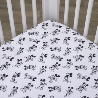 Foto 2 | Foto 2 | Sábana Para Cuna Disney Mickey Mouse Timeless Mickey En Blanco Y Negro - Venta Internacional.