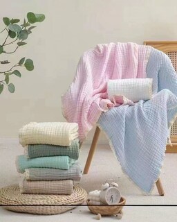Foto 3 | Foto 3 | Manta De Bebé De Muselina Baby Room, Color Aqua, Versátil De 3 Capas De Gasa De Algodón.