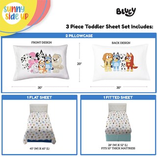 Foto 3 | Foto 3 | Juego De Sábanas Sunny Side Up Bluey & Friends Para Niños Pequeños, 3 Piezas - Venta Internacional.