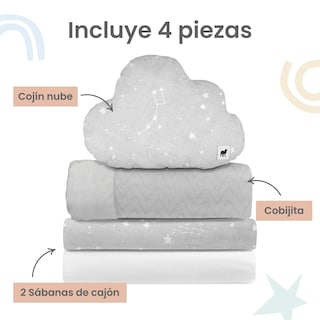 Foto 3 | Foto 3 | Juego De Blancos Para Colecho 70x100 Cm Nap Baby Para Bebé (4 Piezas) - Constelaciones