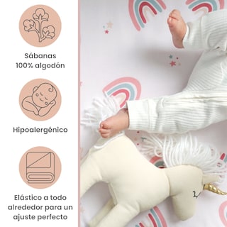 Foto 2 | Foto 2 | Juego De Blancos Para Colecho 70x100 Cm Nap Baby Para Bebé (4 Piezas) - Arcoiris Love