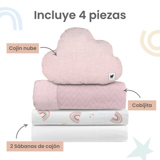 Foto 3 | Foto 3 | Juego De Blancos Para Colecho 70x100 Cm Nap Baby Para Bebé (4 Piezas) - Arcoiris Love