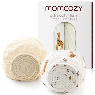 Foto 1 | Foto 1 | Sábanas Ajustables De Muselina Momcozy Best Wishes De 38 X 26 Pulgadas, Paquete De 2 - Venta Internacional.