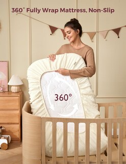 Foto 6 | Foto 6 | Sábanas Ajustables De Muselina Momcozy Best Wishes De 38 X 26 Pulgadas, Paquete De 2 - Venta Internacional.