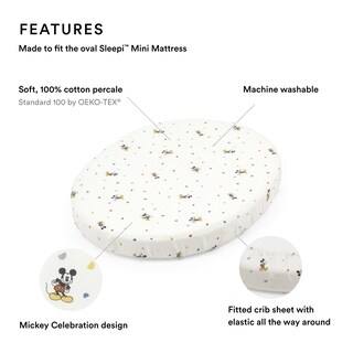 Foto 2 | Foto 2 | Sábana Bajera Ajustable Stokke Sleepi Mini V3 Mickey Celebration De Algodón - Venta Internacional.