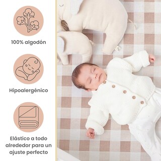 Foto 2 | Foto 2 | Set 2 Sábanas de Cajón Nap Baby para Cama Cuna 95 x 140 cm - Gingham Beige