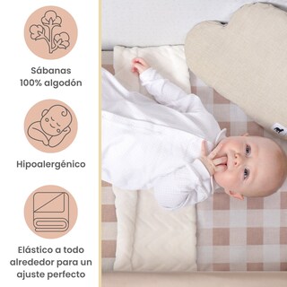 Foto 2 | Foto 2 | Juego De Blancos Para Colecho 70x100 Cm Nap Baby Para Bebé (4 Piezas) - Gingham Beige