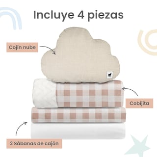Foto 3 | Foto 3 | Juego De Blancos Para Colecho 70x100 Cm Nap Baby Para Bebé (4 Piezas) - Gingham Beige