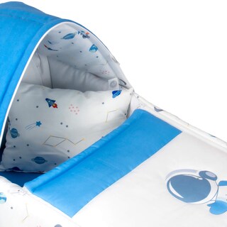 Foto 3 | Foto 3 | Bambineto Cary Astronauta Incluye Colchon, Gorro Removible Y Almohada, Diseño Estampado Azul